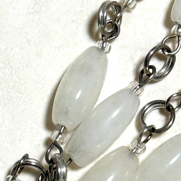 Genuine Milky Quartz Short Necklace, Natural Gemstone w/ Cute Slim Cat Pendant - Picture 10 of 15